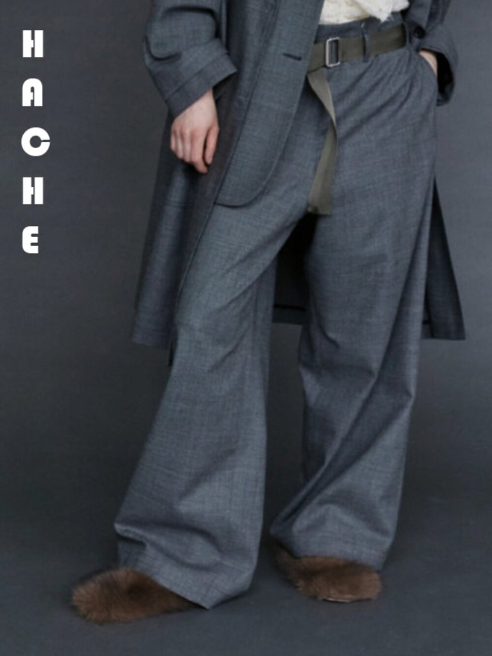 Women's baggy wool pants by Italian designer